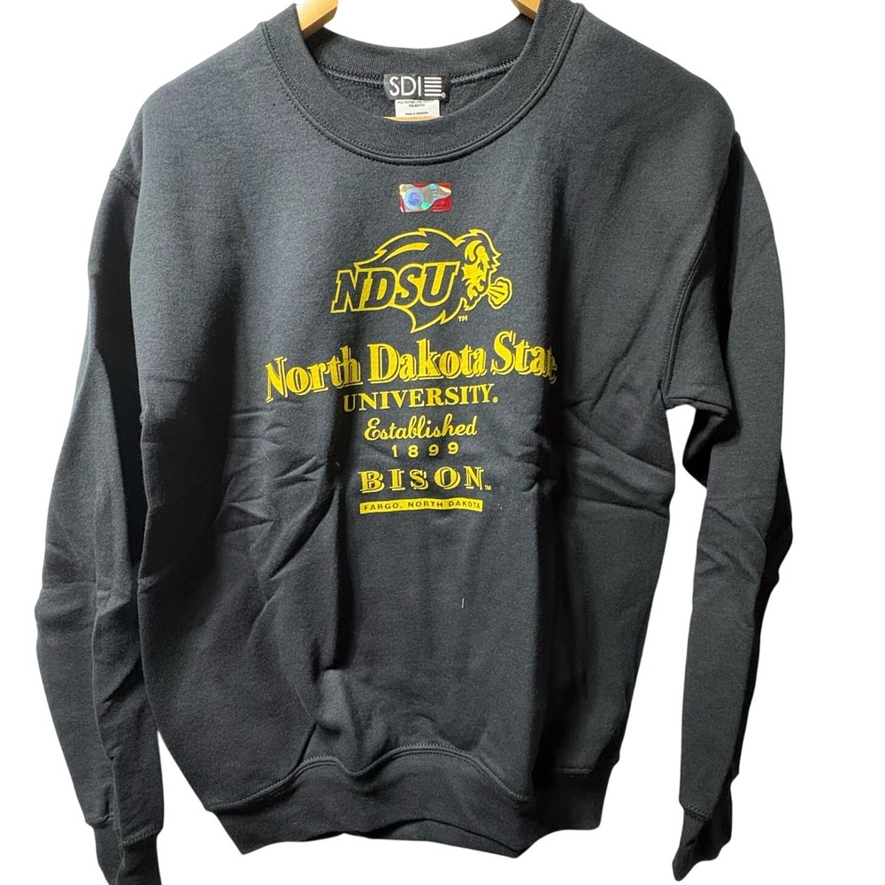 SDI NDSU North Dakota State University Bison Sweatshirt Mens Small Black Cotton